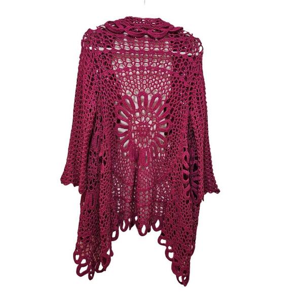 Boston Proper SzSm Oversized Pink Crochet stylish handmade Vintage sweater Tunic - Picture 1 of 15